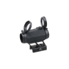 Black tactical scope on a white background