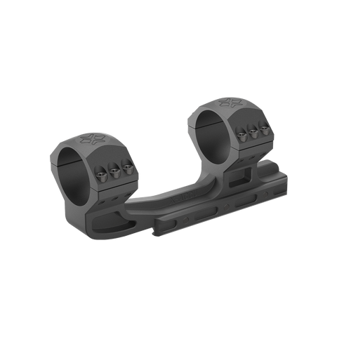 Black rifle scope mount on a white background