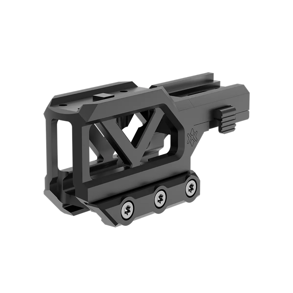 Black metal camera accessory on a white background