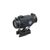 Black tactical sight with a logo on a white background
