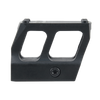Black metal bracket with two rectangular openings on a white background