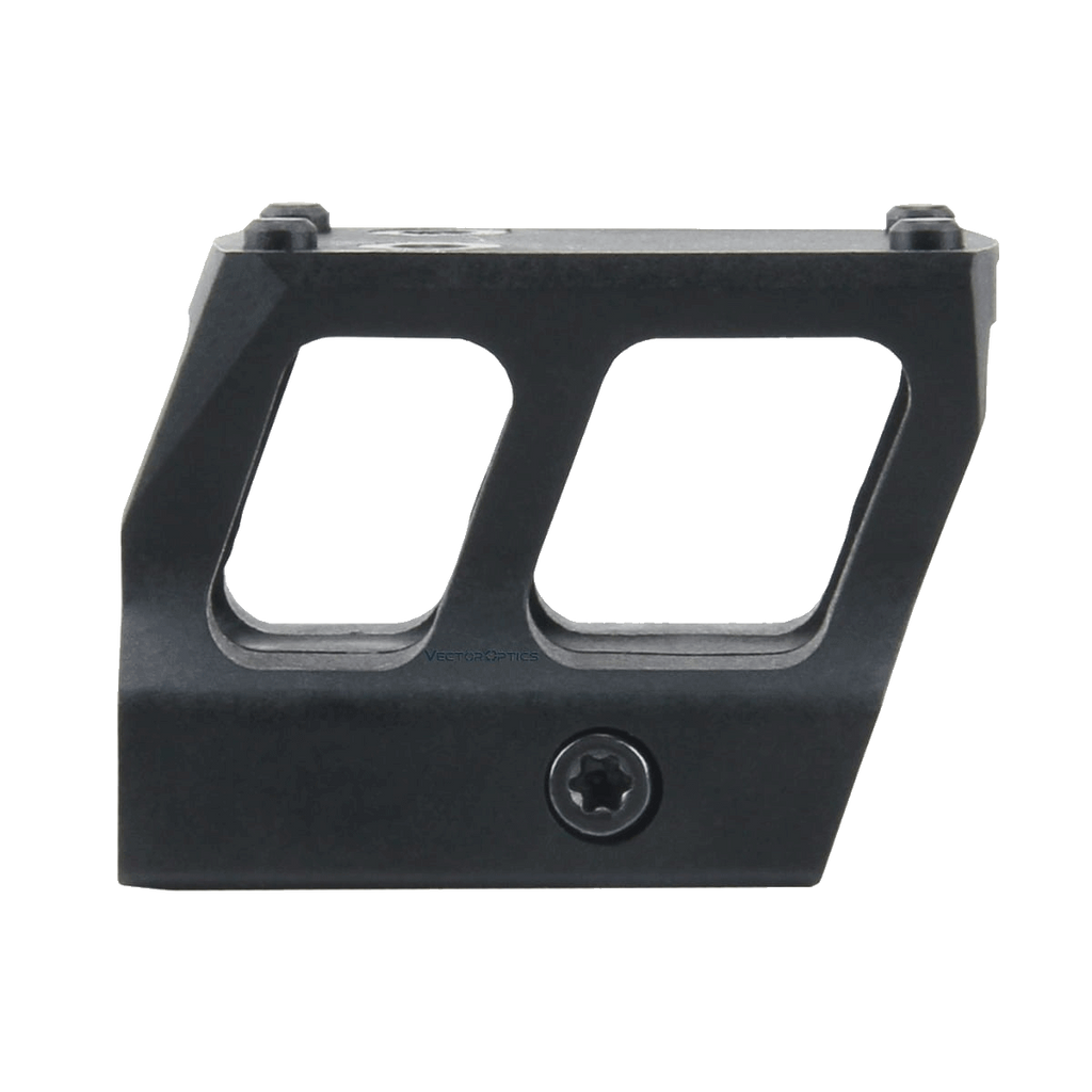 Black metal bracket with two rectangular openings on a white background