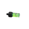 Small green spirit level with black base on a white background