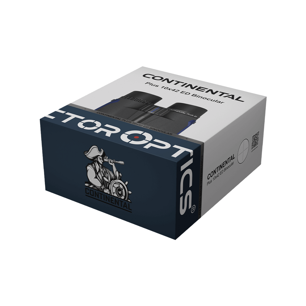 Toroptics Continental binoculars packaging on a white background