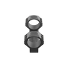 Black metal ring with hexagonal design on a white background